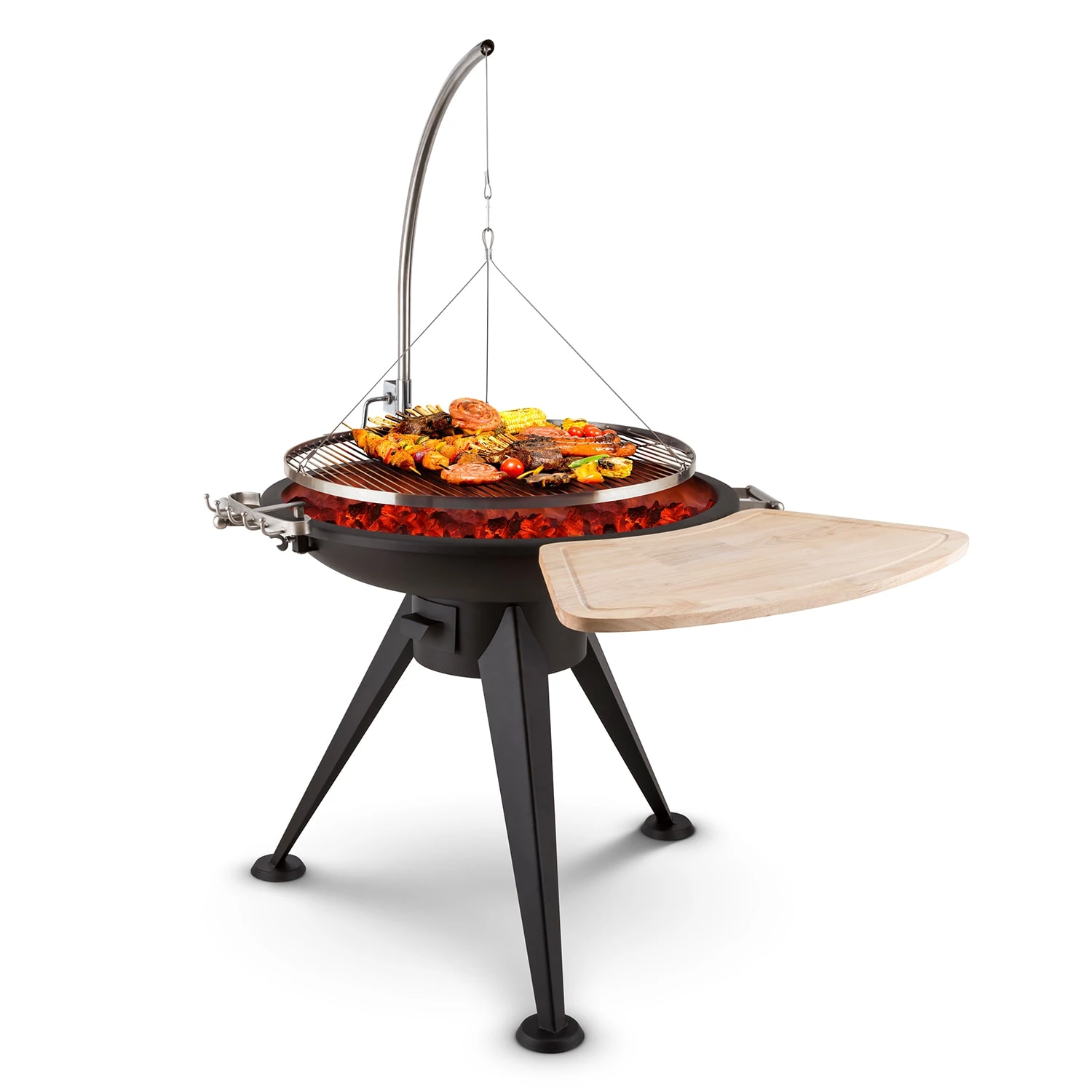 Delion Galgen-Schwenkgrill Feuerschale Ø80cm Hochfuß Seilzug Edelstahl 4 Delion Galgen-Schwenkgrill Feuerschale Ø80cm Hochfuß Seilzug Edelstahl – Bild 2