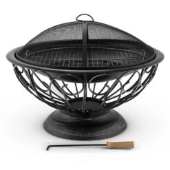 Tulip Feuerschale Ø75cmGrill Feuerstelle Funkenschutz Stahl Brüniert -Wundervoller Gartenladen 10028582 yy 0003 front 03 Blumfeldt Tulip Feuerschale 75cm Grill