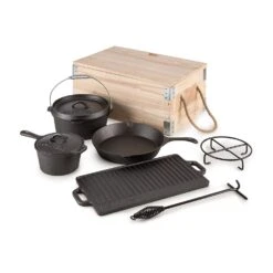 Hotrod Masterplan Dutch Oven Set 7-teilig BBQ Topfset Gusseisen