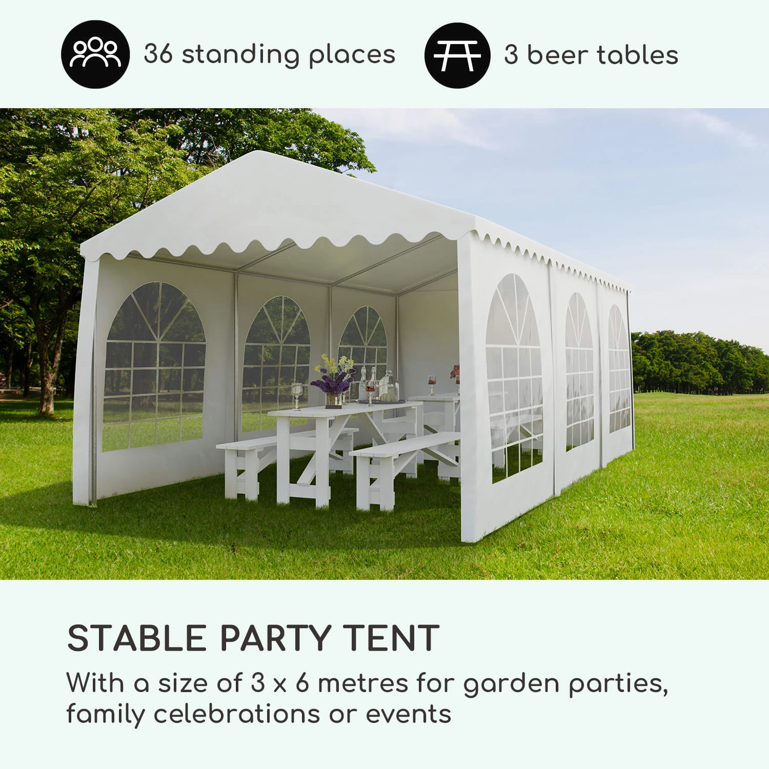 Sommerfest 3x6m 500 G/m² Partyzelt Festzelt PVC Wasserdicht Verzinkt 4 Sommerfest 3x6m 500 G/m² Partyzelt Festzelt PVC Wasserdicht Verzinkt – Bild 2