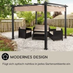 Pantheon Pergola Vordach 3x3m Aluminium Sonnendach Polyester -Wundervoller Gartenladen 10029627 DE 0006 usp
