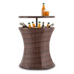 Beerboy Gartentisch Getränkekühler Ø50cm Polyrattan Bicolor Braun -Wundervoller Gartenladen 10029628 yy 0005 front Blumfeldt Beerboy Gartentisch Polyrattan Kuehler