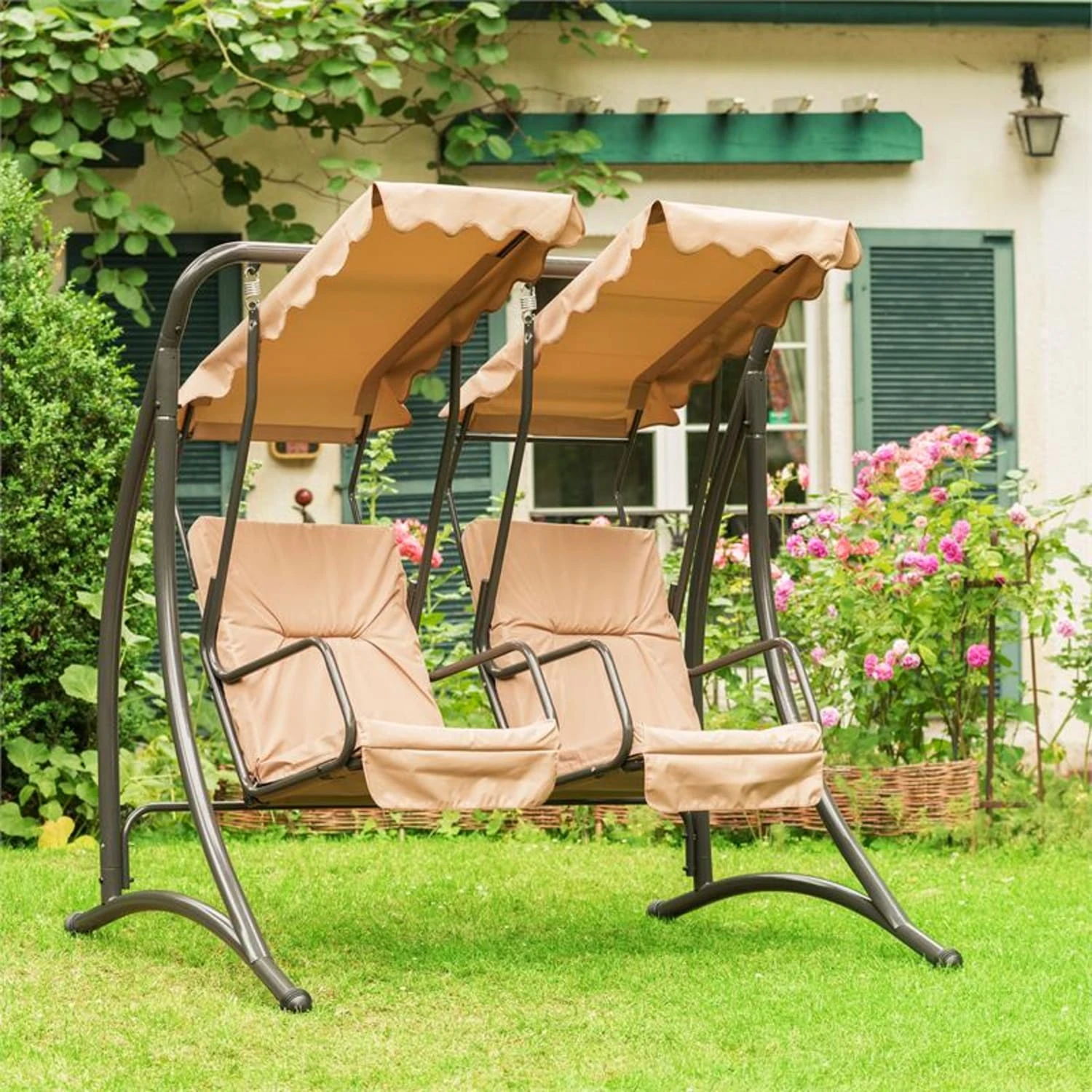 Skywalker Hollywoodschaukel Gartenschaukel 180 Cm 2 Sitze Sonnendach 4 Skywalker Hollywoodschaukel Gartenschaukel 180 Cm 2 Sitze Sonnendach – Bild 2