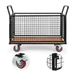 Loadster Gitterwagen Rollwagen Magazinwagen Max.500kg Holzboden -Wundervoller Gartenladen 10031241 yy 0003 detail Waldbeck Loadster Gitterwagen Rollwagen schwarz reedit