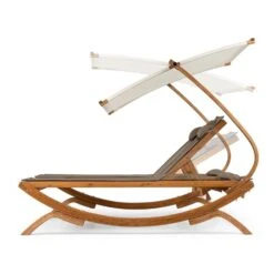 Sonnendeck Doppel-Sonnenliege Verstellbares Sonnendach Kopfkissen Weiß -Wundervoller Gartenladen 10031458 yy 0003 titel side Blumfeldt Sonnendeck Doppel Sonnenliege weiss