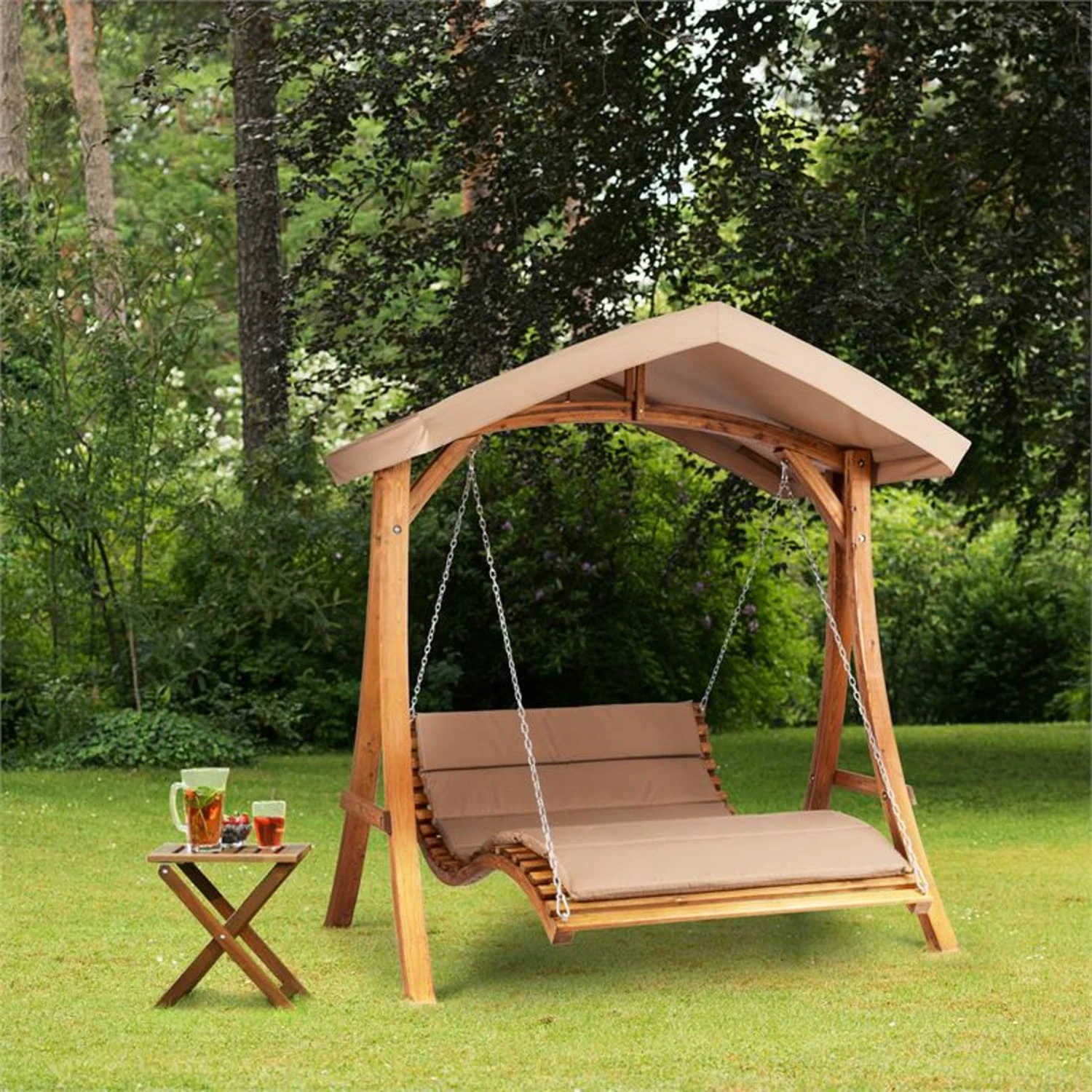 Bermuda Hollywoodschaukel Gartenschaukel 130 Cm 2-Sitzer Sonnensegel 4 Bermuda Hollywoodschaukel Gartenschaukel 130 Cm 2-Sitzer Sonnensegel – Bild 2