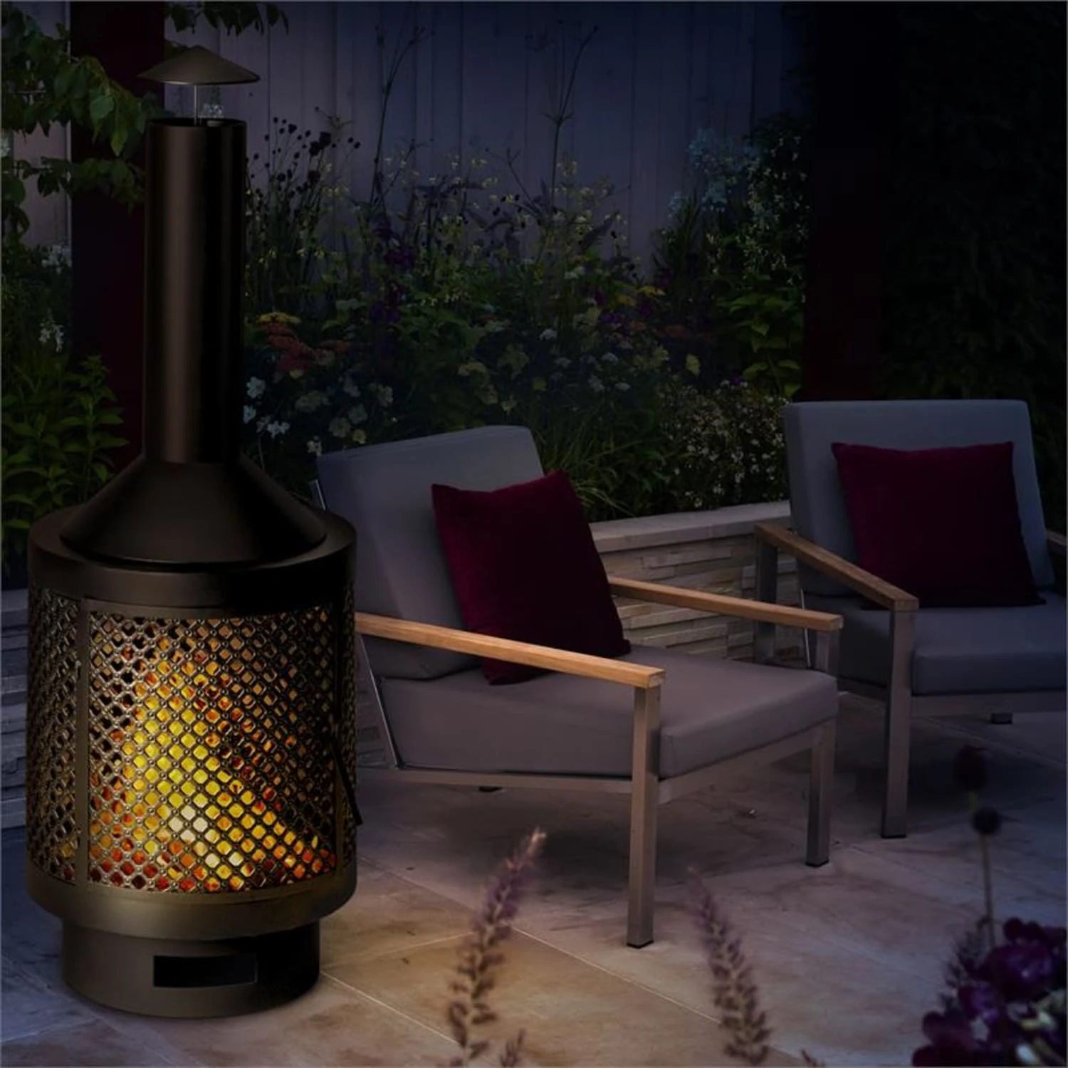 Essos Gartenofen Holzofen Ø45cm Gitterwand Stahlblech Schwarz 5 Essos Gartenofen Holzofen Ø45cm Gitterwand Stahlblech Schwarz – Bild 3