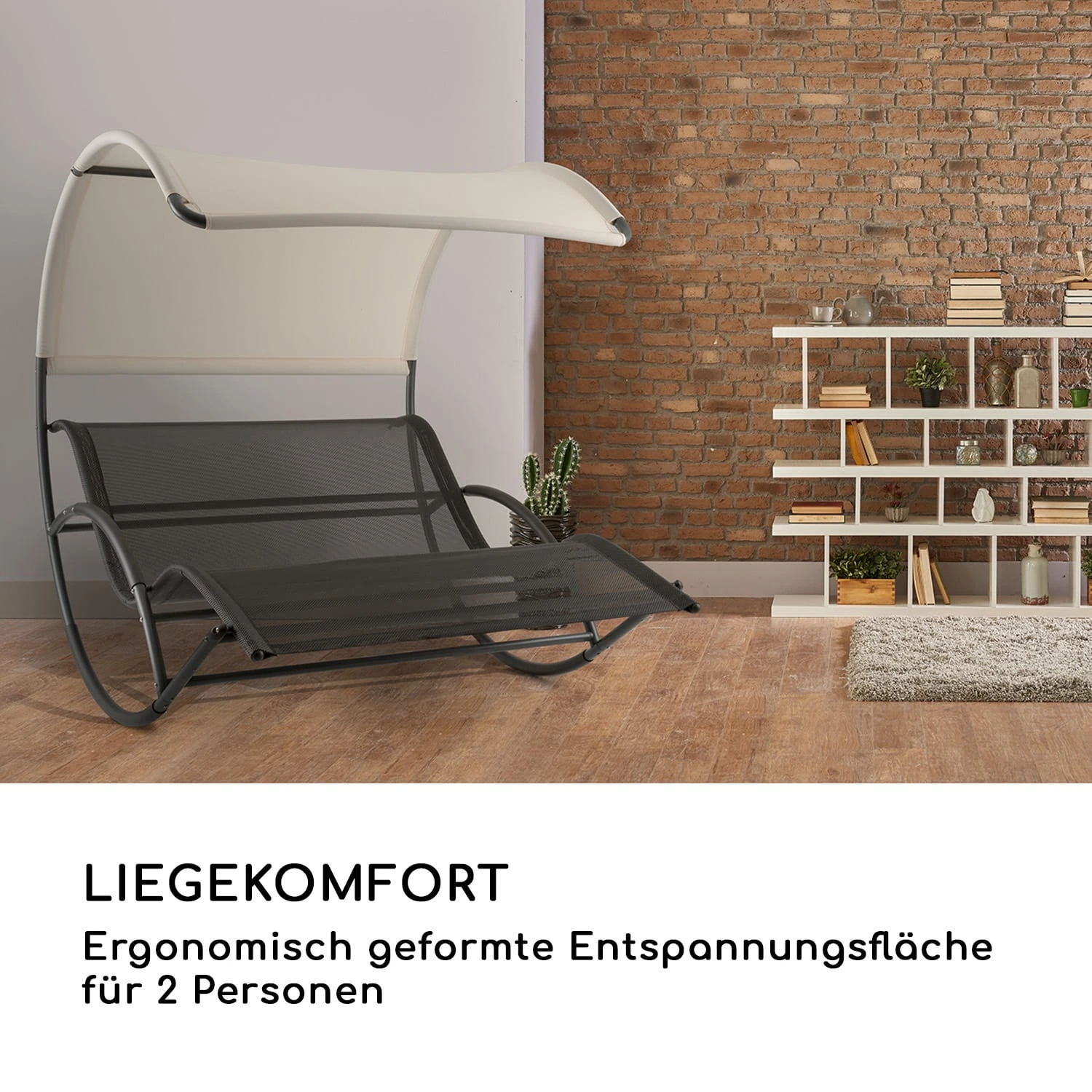 The Big Easy Schwingliege Schwarz, Wetterfest 350kg Max. UV- Schutz 7 The Big Easy Schwingliege Schwarz, Wetterfest 350kg Max. UV- Schutz – Bild 5