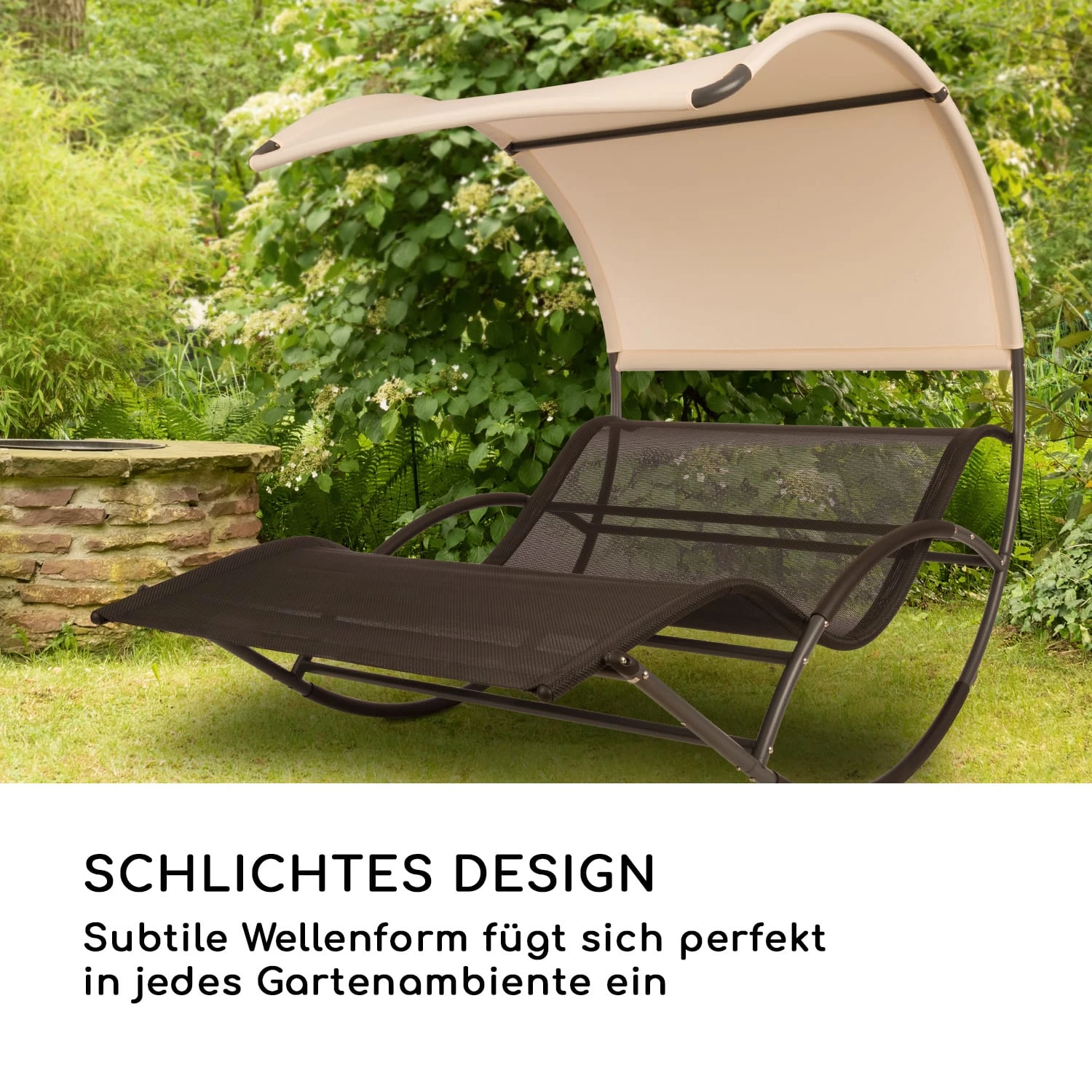 The Big Easy Schwingliege Schwarz, Wetterfest 350kg Max. UV- Schutz 9 The Big Easy Schwingliege Schwarz, Wetterfest 350kg Max. UV- Schutz – Bild 7