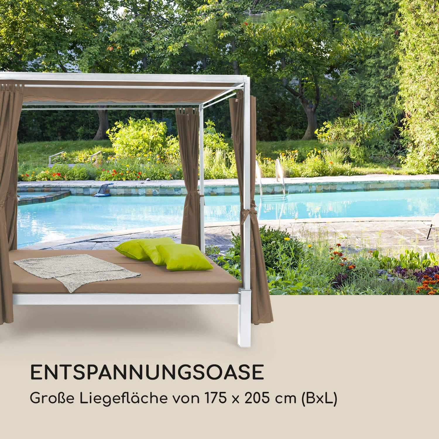 Senator Lounge Gartenliege 188x208x205cm Sonnendach Polyester Stahl 5 Senator Lounge Gartenliege 188x208x205cm Sonnendach Polyester Stahl – Bild 3