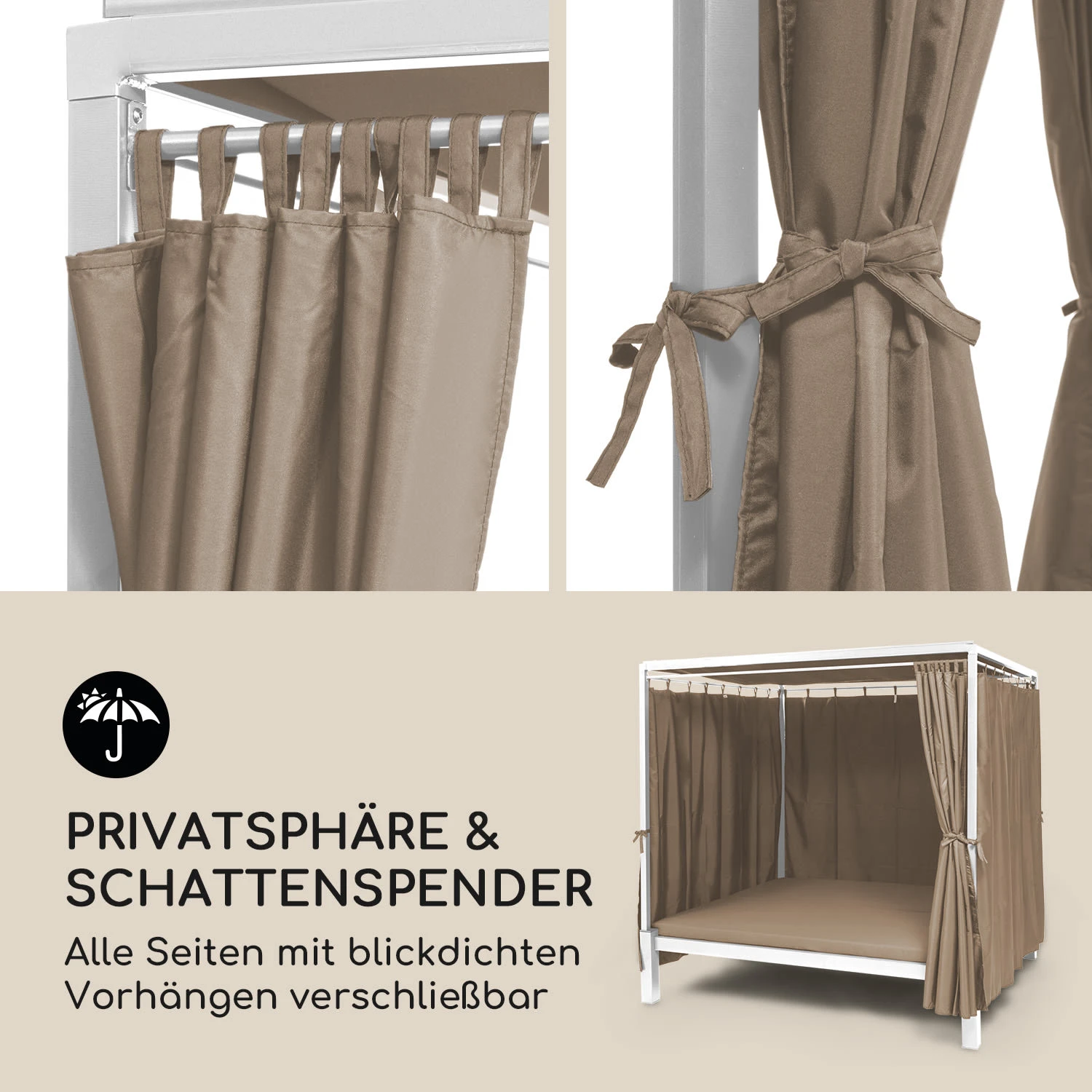 Senator Lounge Gartenliege 188x208x205cm Sonnendach Polyester Stahl 7 Senator Lounge Gartenliege 188x208x205cm Sonnendach Polyester Stahl – Bild 5