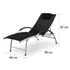 Sun Valley Sonnenliege Zusammenklappbar Kopfkissen Schwarz -Wundervoller Gartenladen 10033307 yy 0009 logo Blumfeldt Sun Valley Sonnenliege schwarz