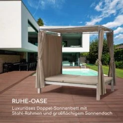 Eremitage Double Sunbed 2 Pers Stahl-Rahmen Sonnendach Vorhänge Taupe 15 Eremitage Double Sunbed 2 Pers Stahl-Rahmen Sonnendach Vorhänge Taupe -Wundervoller Gartenladen 10033316 de 0004 logo