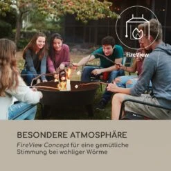 Nolana 2-in-1-Feuerschale Ø73cm Funkenschutz Ø64cm Grill Stahl Schwarz -Wundervoller Gartenladen 10033383 de 0003 logo