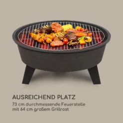Nolana 2-in-1-Feuerschale Ø73cm Funkenschutz Ø64cm Grill Stahl Schwarz -Wundervoller Gartenladen 10033383 de 0004 logo