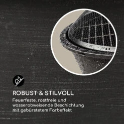 Nolana 2-in-1-Feuerschale Ø73cm Funkenschutz Ø64cm Grill Stahl Schwarz -Wundervoller Gartenladen 10033383 de 0005 logo