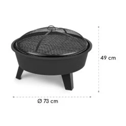 Nolana 2-in-1-Feuerschale Ø73cm Funkenschutz Ø64cm Grill Stahl Schwarz -Wundervoller Gartenladen 10033383 yy 0009 logo