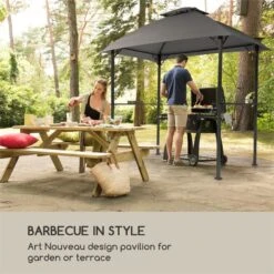 Steakhouse Al Sur Pavillon 244x260x152cm 160 G Flammhemmend Stahl Grau -Wundervoller Gartenladen 10033609 yy 0002 logo Blumfeldt Steakhouse al Sur Pavillon grau