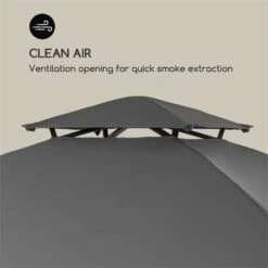 Steakhouse Al Sur Pavillon 244x260x152cm 160 G Flammhemmend Stahl Grau -Wundervoller Gartenladen 10033609 yy 0007 logo Blumfeldt Steakhouse al Sur Pavillon grau