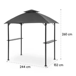 Steakhouse Al Sur Pavillon 244x260x152cm 160 G Flammhemmend Stahl Grau -Wundervoller Gartenladen 10033609 yy 0009 logo Blumfeldt Steakhouse al Sur Pavillon grau