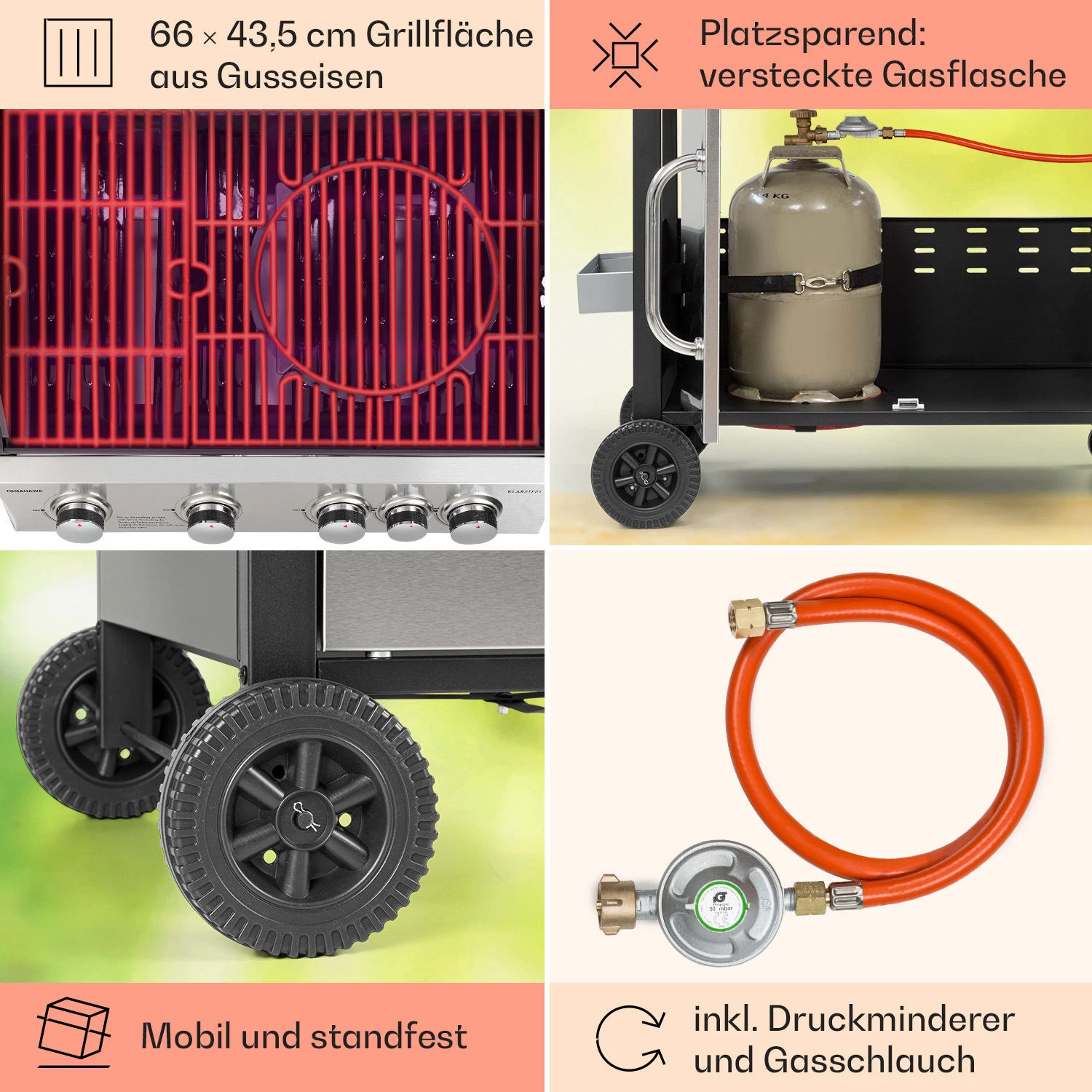 Tomahawk Gasgrill 4x3,6 KW + 2,7 KW Brenner 66x43,5 Cm Grill Edelstahl 6 Tomahawk Gasgrill 4x3,6 KW + 2,7 KW Brenner 66x43,5 Cm Grill Edelstahl – Bild 5