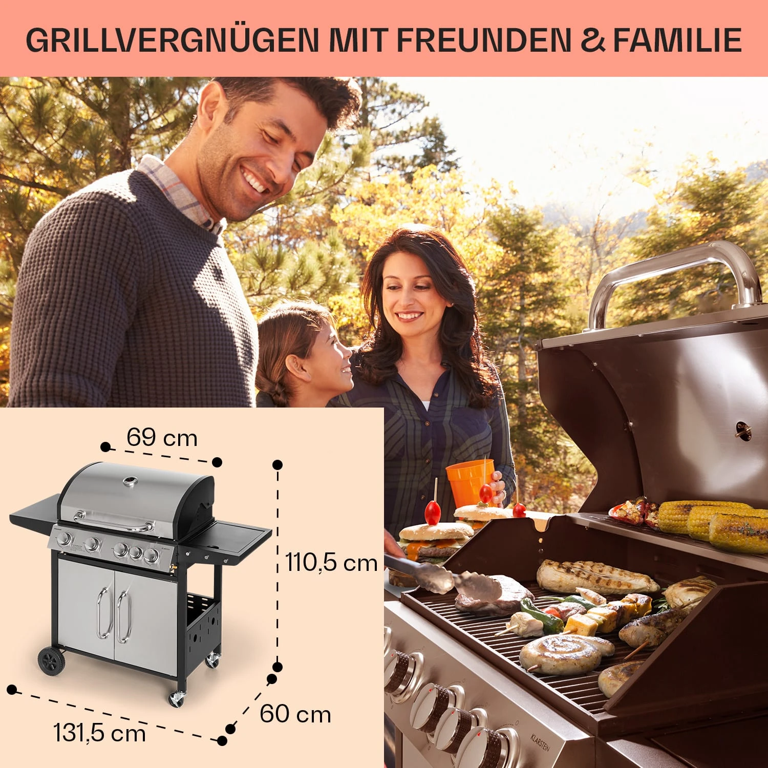 Tomahawk Gasgrill 4x3,6 KW + 2,7 KW Brenner 66x43,5 Cm Grill Edelstahl 7 Tomahawk Gasgrill 4x3,6 KW + 2,7 KW Brenner 66x43,5 Cm Grill Edelstahl – Bild 6