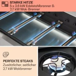 Tomahawk Gasgrill 5x3,6 KW + 2,7 KW Brenner 80x43,5 Cm Grill Edelstahl -Wundervoller Gartenladen 10034712 de 0003 usp