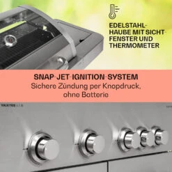 Valkyrie Gasgrill 4x3,5 KW + 3,15 KW Brenner 74x44 Cm Grill Edelstahl 13 Valkyrie Gasgrill 4x3,5 KW + 3,15 KW Brenner 74x44 Cm Grill Edelstahl -Wundervoller Gartenladen 10034715 de 0004 usp