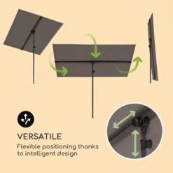 Flex-Shade L Sonnenschirm 130 X 180 Cm Polyester UV 50 Dunkelgrau -Wundervoller Gartenladen 10034726 yy 0003 logo Blumfeldt Flex Shade L Sonnenschirm 130x180 grau