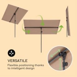 Flex-Shade L Sonnenschirm 130 X 180 Cm Polyester UV 50 Taupe -Wundervoller Gartenladen 10034727 yy 0003 logo Blumfeldt Flex Shade L Sonnenschirm 130x180 taupe