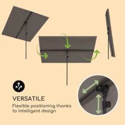 Flex-Shade XL Sonnenschirm 150 X 210 Cm Polyester UV 50 Dunkelgrau -Wundervoller Gartenladen 10034728 yy 0003 logo Blumfeldt Flex Shade XL Sonnenschirm 150x210 grau