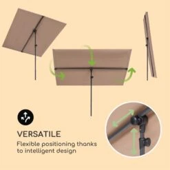 Flex-Shade XL Sonnenschirm 150 X 210 Cm Polyester UV 50 Taupe -Wundervoller Gartenladen 10034729 yy 0003 logo Blumfeldt Flex Shade XL Sonnenschirm 150x210 taupe