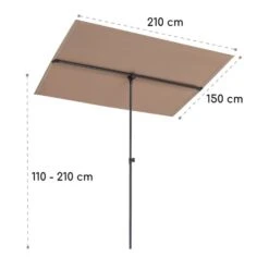 Flex-Shade XL Sonnenschirm 150 X 210 Cm Polyester UV 50 Taupe -Wundervoller Gartenladen 10034729 yy 0009 logo Blumfeldt Flex Shade XL Sonnenschirm 150x210 taupe