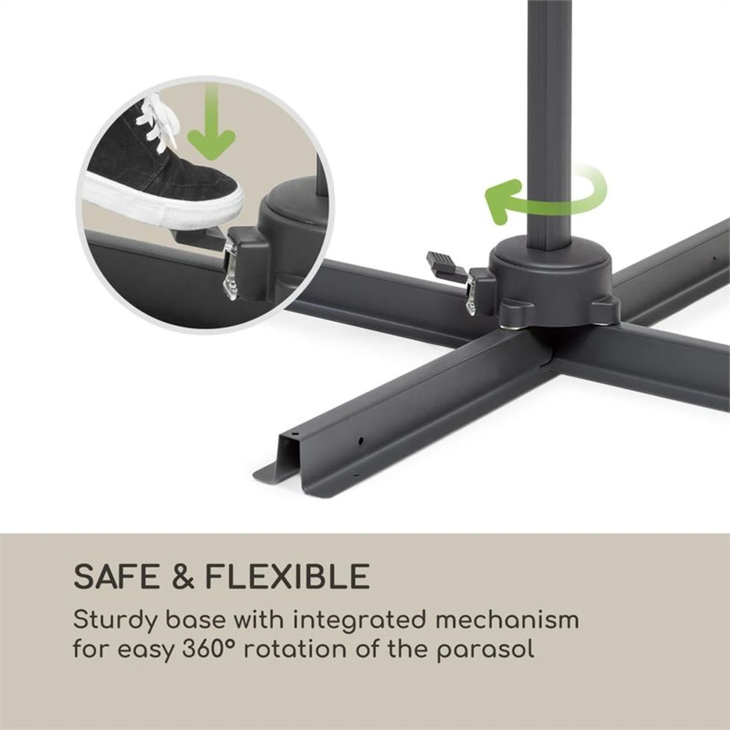 Belo Horizonte Sonnenschirm Sonnenschutz Ø 292cm Polyester Wasserabweisend Inkl. Standbasis Creme 5 Belo Horizonte Sonnenschirm Sonnenschutz Ø 292cm Polyester Wasserabweisend Inkl. Standbasis Creme – Bild 3