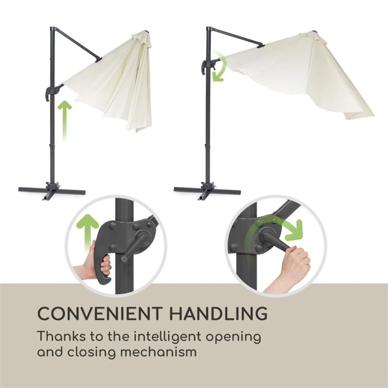 Belo Horizonte Sonnenschirm Sonnenschutz Ø 292cm Polyester Wasserabweisend Inkl. Standbasis Creme 10 Belo Horizonte Sonnenschirm Sonnenschutz Ø 292cm Polyester Wasserabweisend Inkl. Standbasis Creme – Bild 8