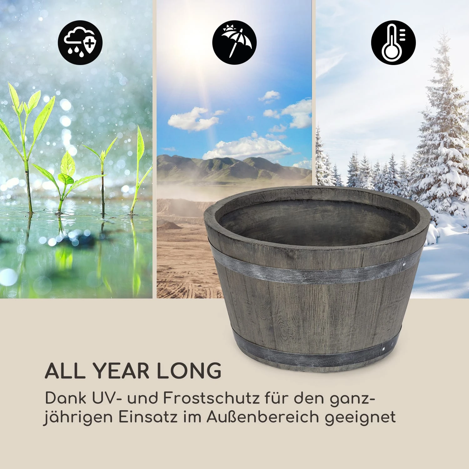 Winegrow Pflanzgefäß 52,5 X 31,5 Cm (ØxH) Leicht Fibreclay Grau 8 Winegrow Pflanzgefäß 52,5 X 31,5 Cm (ØxH) Leicht Fibreclay Grau – Bild 6
