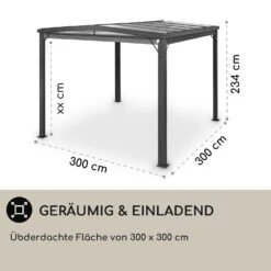 Pantheon Cortina Solid Sky Pergola Vordach 3x3m Polycarbonat Vorhänge -Wundervoller Gartenladen 10034985 de 0004 usp