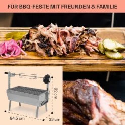 Sauenland Mini Rotisserie-Grill Drehspieß 4W 12kg Max. Edelstahl -Wundervoller Gartenladen 10035371 de 0006 usp