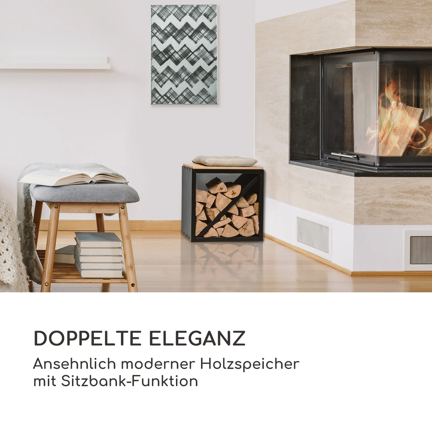 Kindlewood S Black Holzspeicher Sitzbank 57x56x36cm Bambus Zink 4 Kindlewood S Black Holzspeicher Sitzbank 57x56x36cm Bambus Zink – Bild 2