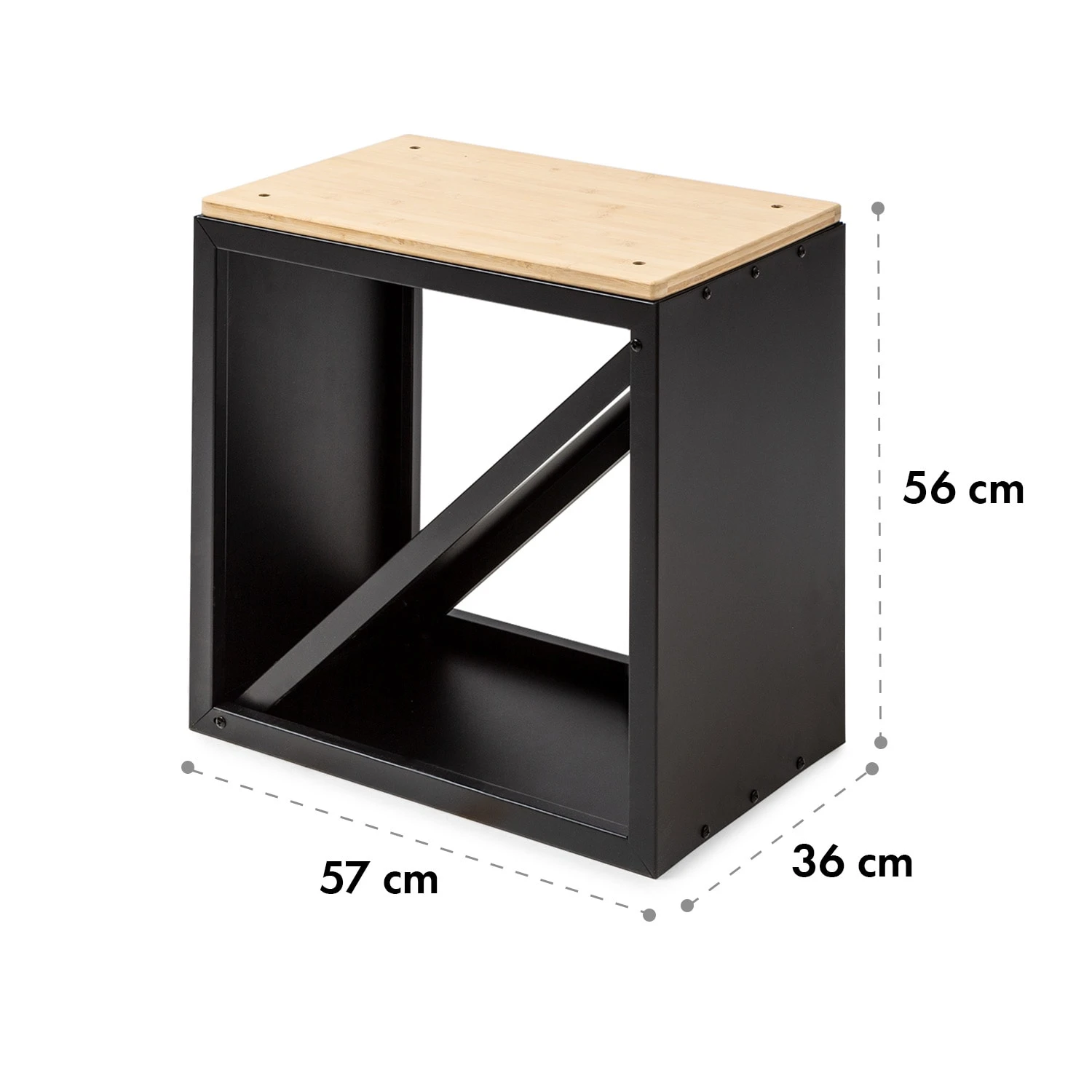 Kindlewood S Black Holzspeicher Sitzbank 57x56x36cm Bambus Zink 8 Kindlewood S Black Holzspeicher Sitzbank 57x56x36cm Bambus Zink – Bild 6