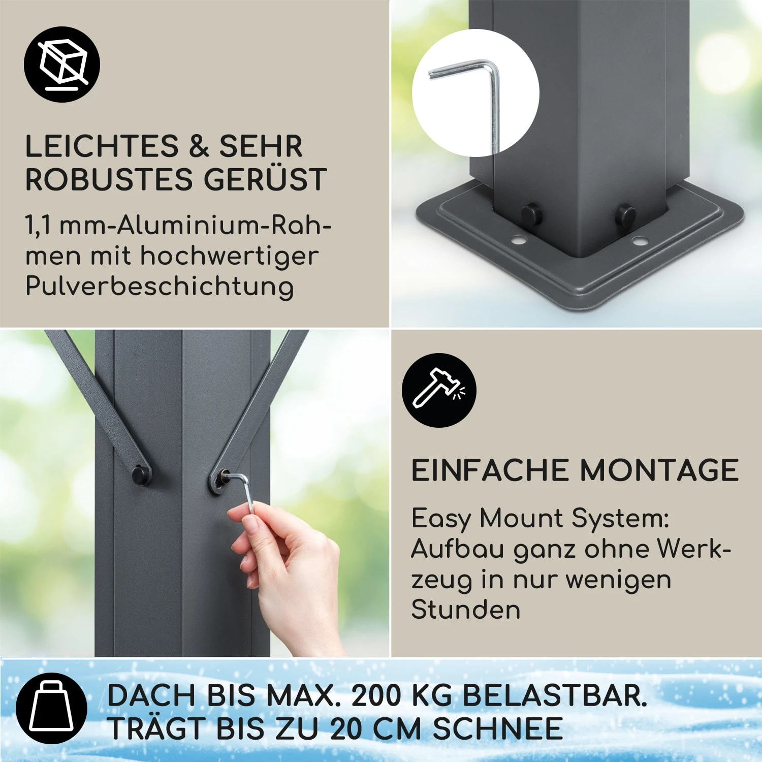 Pantheon Cortina Solid Sky Pergola Vordach 3x3m Polycarbonat 5 Pantheon Cortina Solid Sky Pergola Vordach 3x3m Polycarbonat – Bild 3