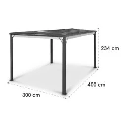 Pantheon Cortina Solid Sky Pergola Vordach 3x4m Polycarbonat -Wundervoller Gartenladen 10035874 yy 0007 dimensions