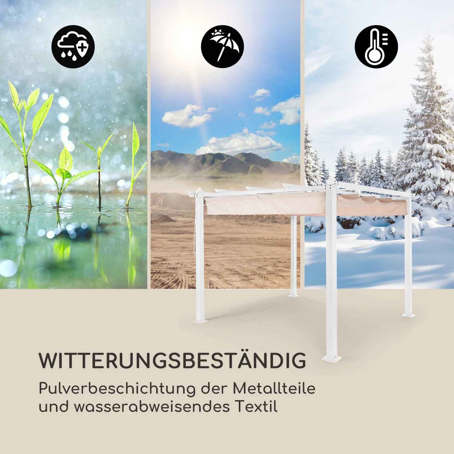 Pantheon Pergola Aluminiumkantrohr 3x3m 4 Eckpfosten Wasserabweisend 7 Pantheon Pergola Aluminiumkantrohr 3x3m 4 Eckpfosten Wasserabweisend – Bild 5