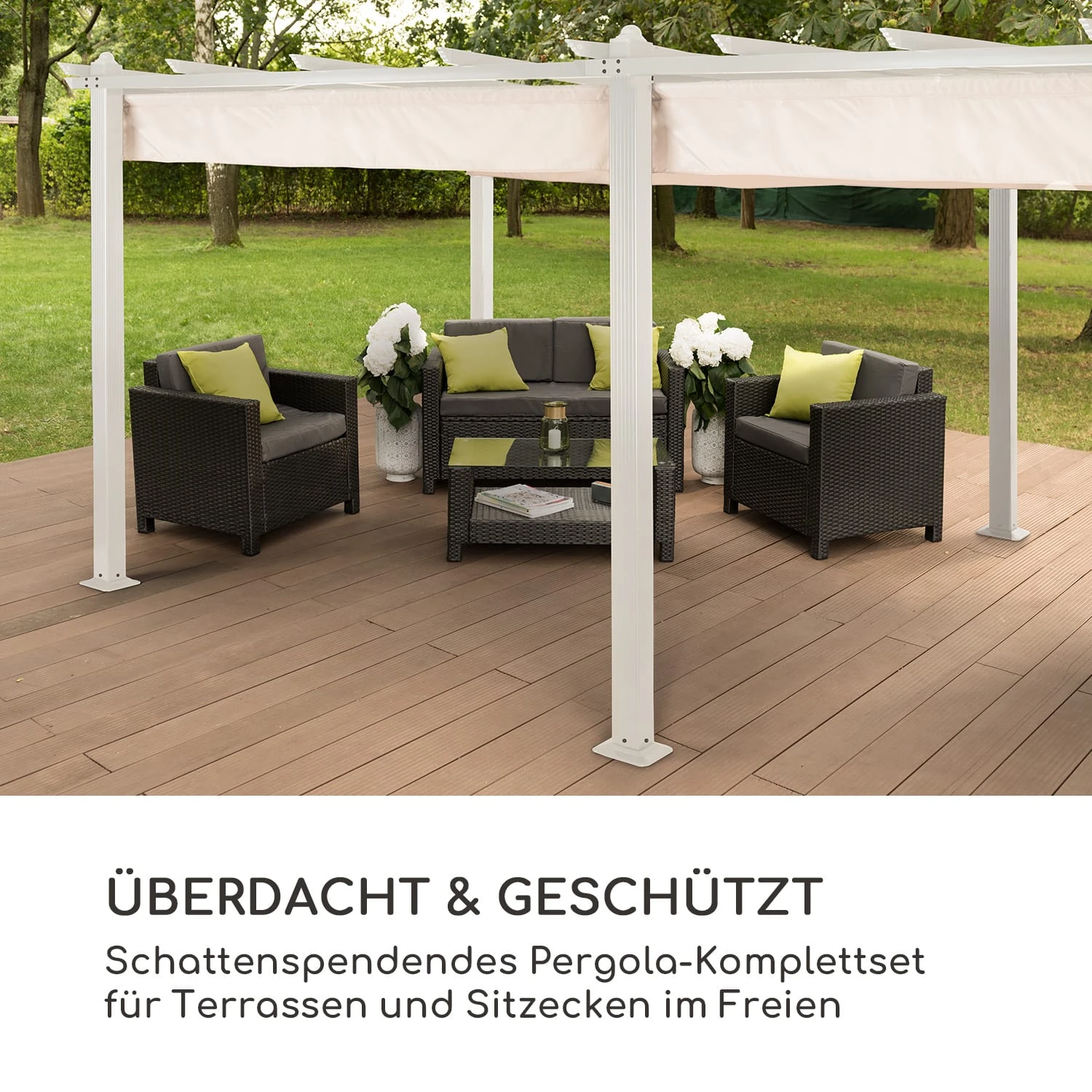 Pantheon Pergola Aluminiumkantrohr 3x6m 4 Eckpfosten Wasserabweisend 4 Pantheon Pergola Aluminiumkantrohr 3x6m 4 Eckpfosten Wasserabweisend – Bild 2