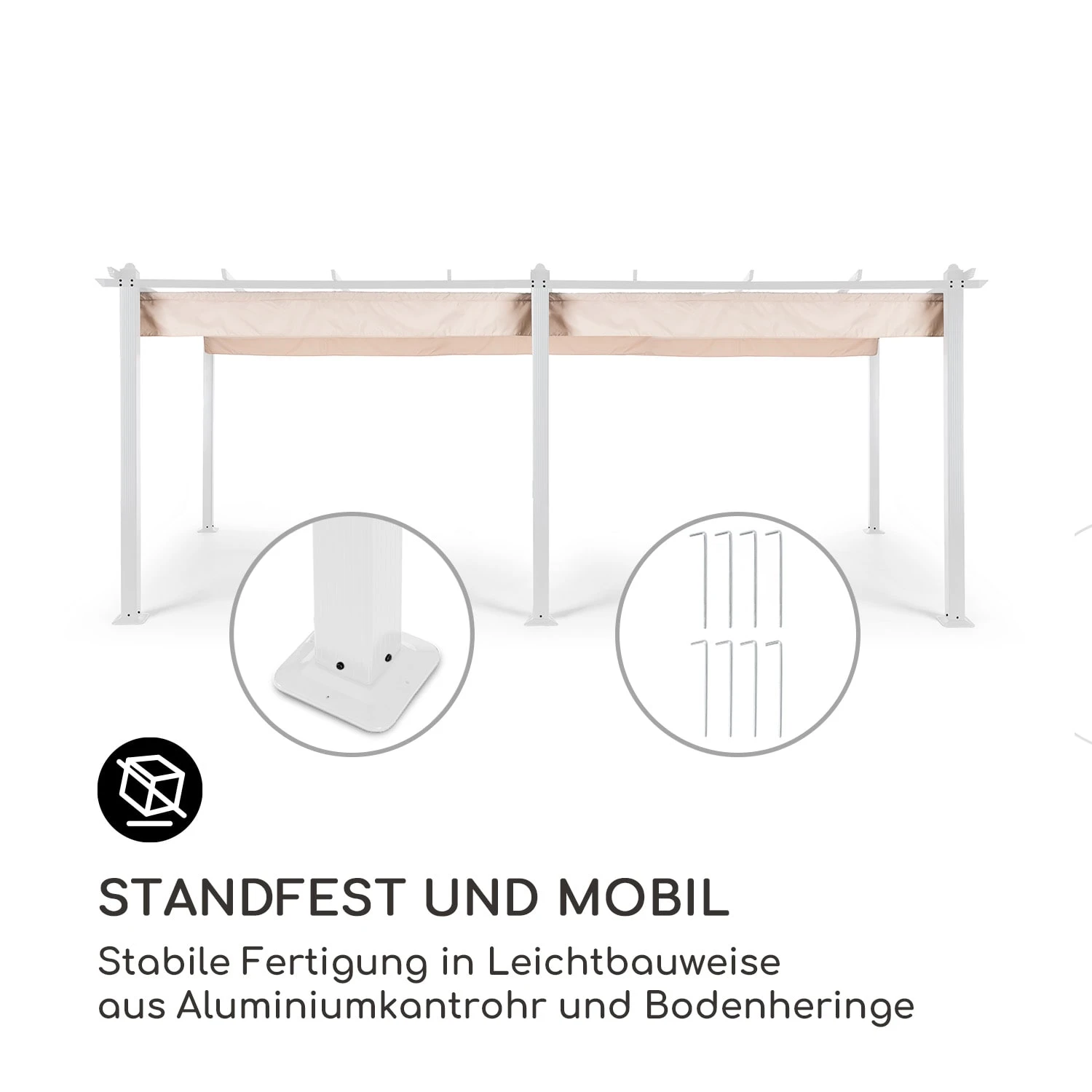 Pantheon Pergola Aluminiumkantrohr 3x6m 4 Eckpfosten Wasserabweisend 5 Pantheon Pergola Aluminiumkantrohr 3x6m 4 Eckpfosten Wasserabweisend – Bild 3