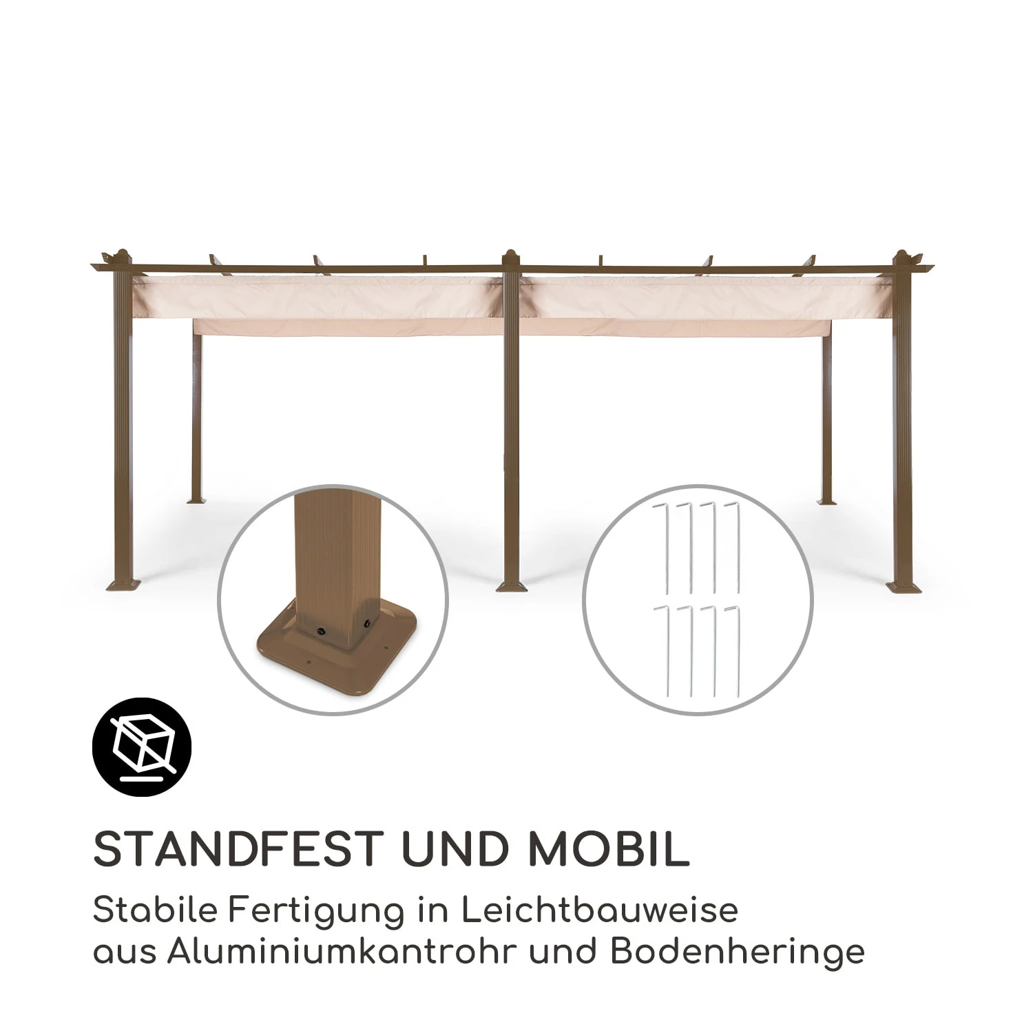 Pantheon Rust Pergola Aluminium 3x6m 6 Eckpfosten Wasserabweisend 5 Pantheon Rust Pergola Aluminium 3x6m 6 Eckpfosten Wasserabweisend – Bild 3