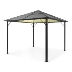 Pantheon Solid Sky Ambient Solar Pavillon Mit Grauem Dach 3x3m Polycarbonat Aluminium