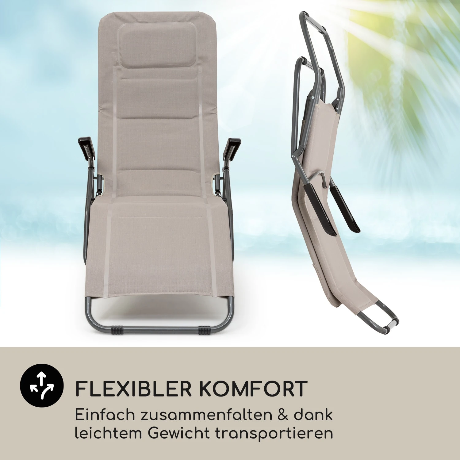 Vitello Noble Sonnenliege 70x110x140cm Atmungsaktiv Wetterfest Faltbar 7 Vitello Noble Sonnenliege 70x110x140cm Atmungsaktiv Wetterfest Faltbar – Bild 5