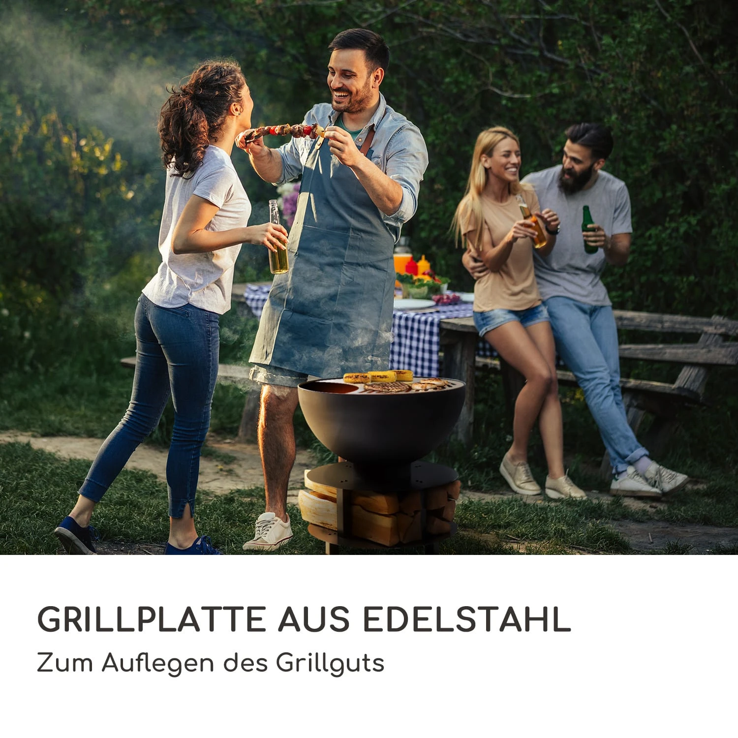 Savage 2.0 Rund Feuerschalen-Grill Ø: 60 Cm Stabiler Sockel Holzlager 7 Savage 2.0 Rund Feuerschalen-Grill Ø: 60 Cm Stabiler Sockel Holzlager – Bild 5