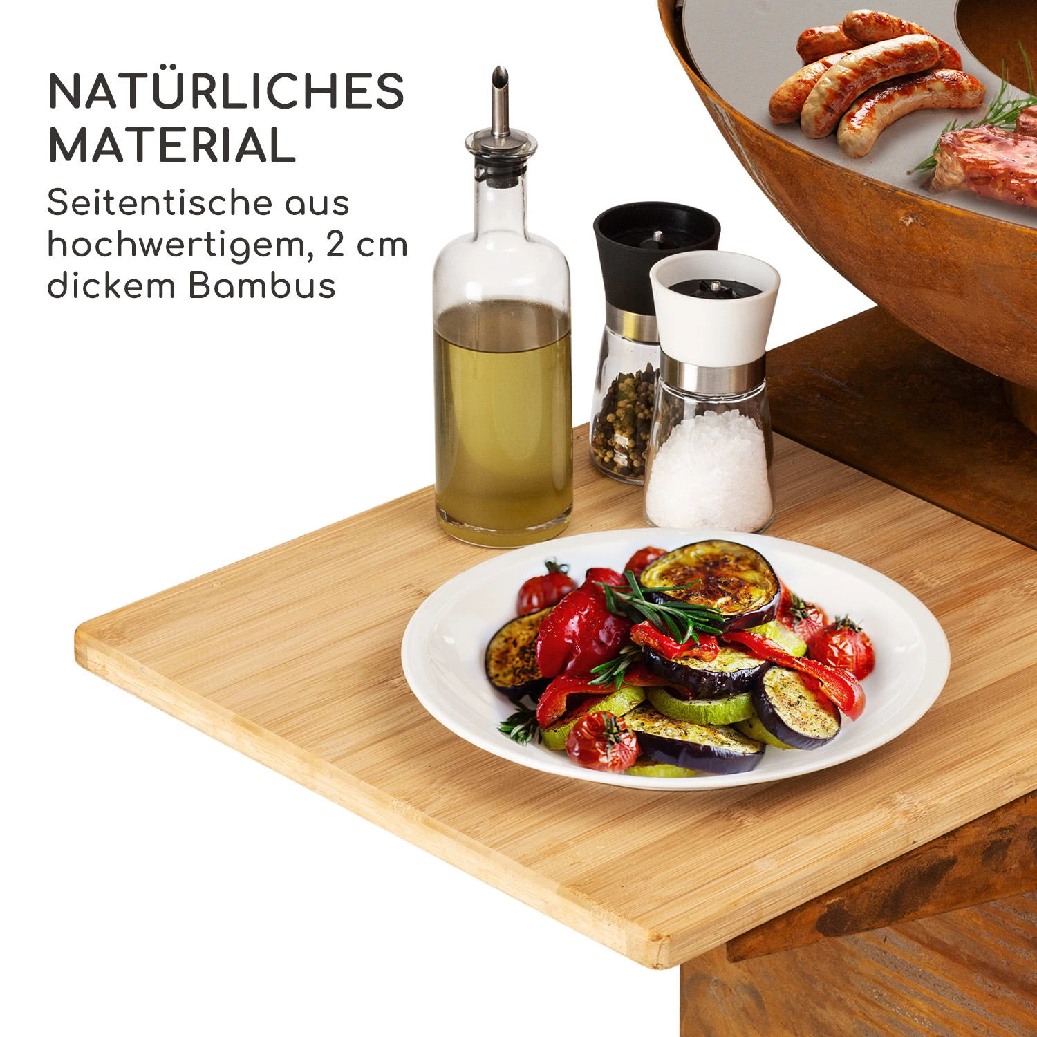 Savage 2.0 Tall Feuerschale Mit Grill Bambus-Seitentische Inkl. Wetterschutz 5 Savage 2.0 Tall Feuerschale Mit Grill Bambus-Seitentische Inkl. Wetterschutz – Bild 3